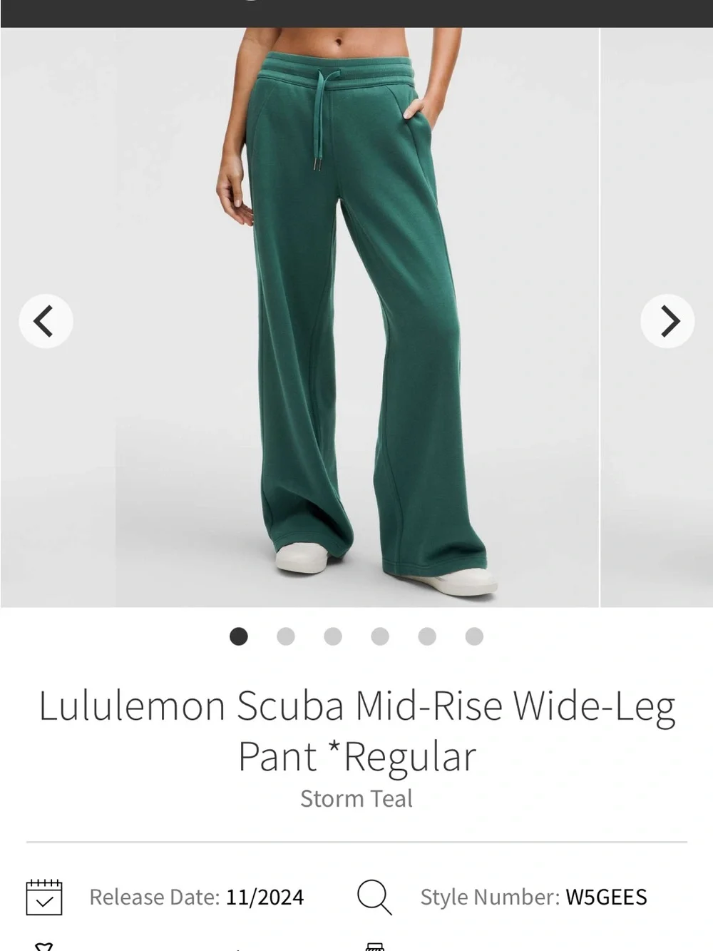 NWOT Lululemon Scuba Mid-Rise Wide-Leg Pant in Storm Teal Sz Large